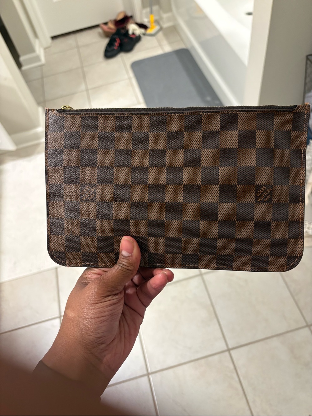 Louis Vuitton Brown Damier Canvas Wristlet Pouch